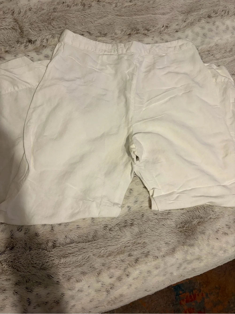 H&M White Wide-Leg Linen Blend Trousers